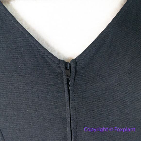 Unique Vintage black fit and flare dress short sleeves with tie bow, size 2XL - Picture 12 of 14